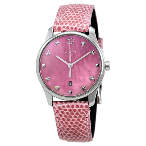 gucci pink cat watch|gucci ladies watch leather strap.